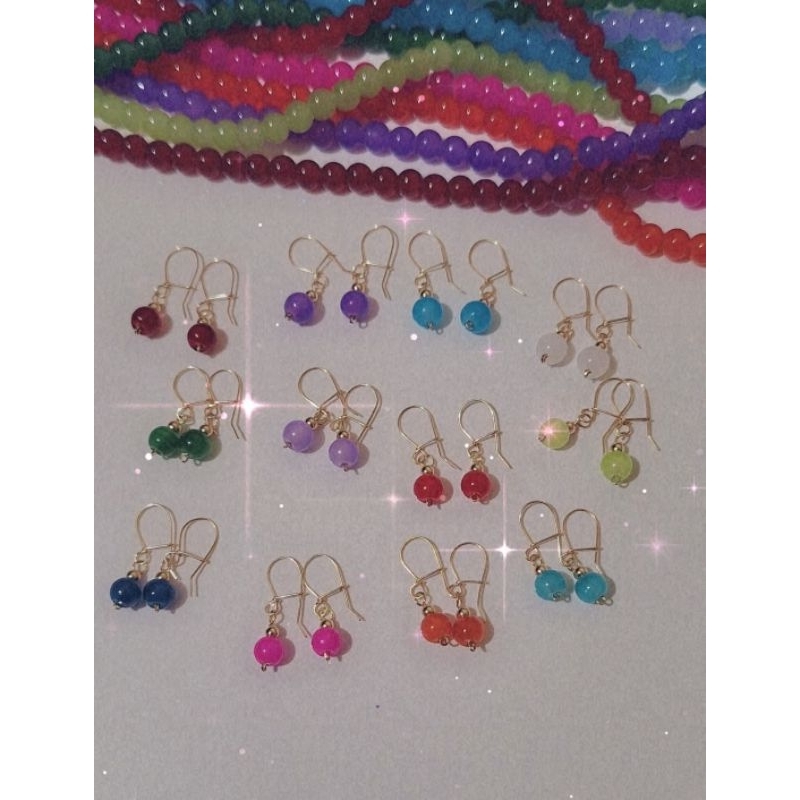 Kiddie birth month color bead earrings 10k gold filled wire and balls