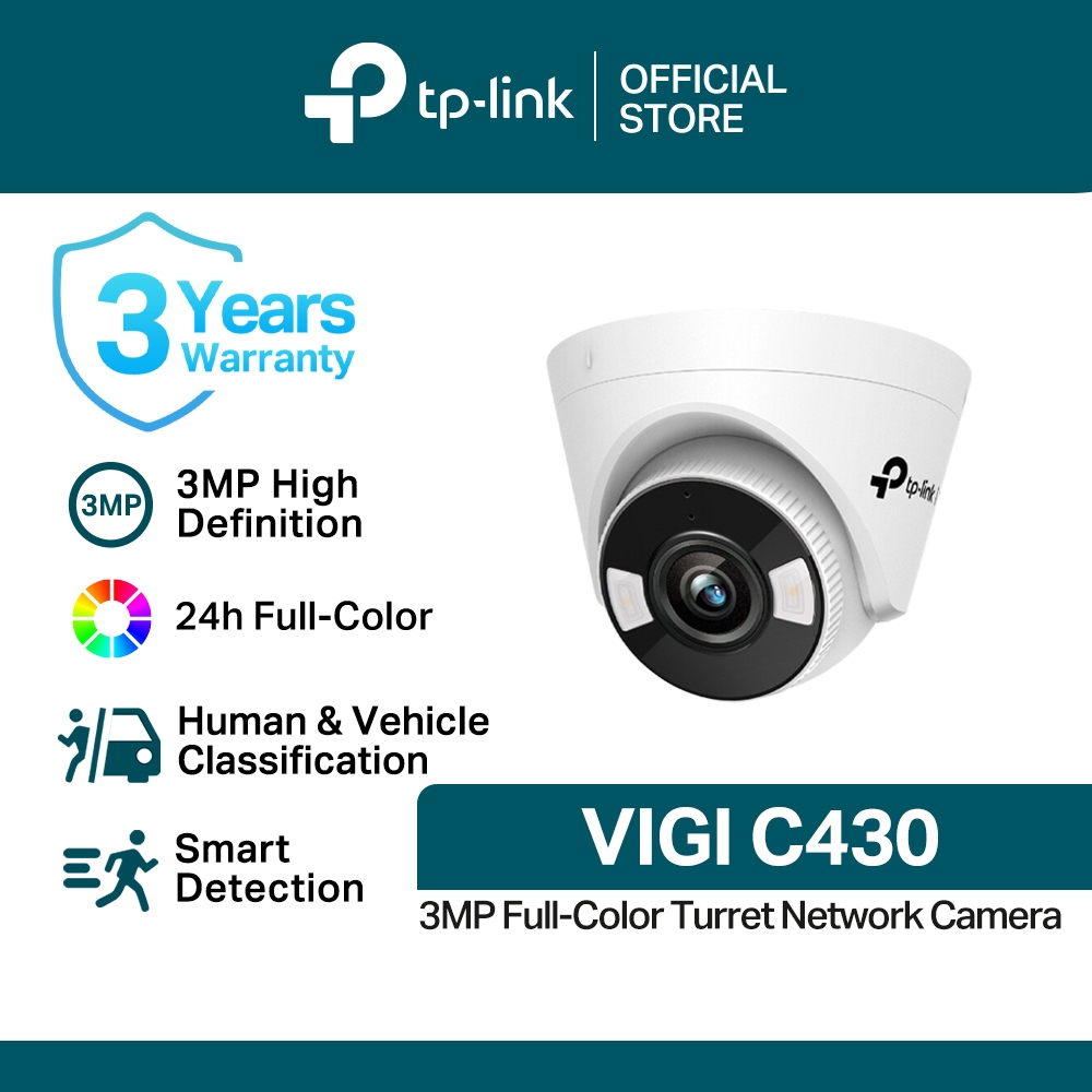Caméra De Surveillance TP-Link VIGI C430 3MP Turret 4mm - Haute Définition