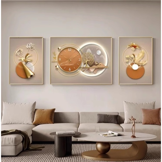 3D wall clock design Art Clock Set | Silent Non-Ticking Triptych Mural ...
