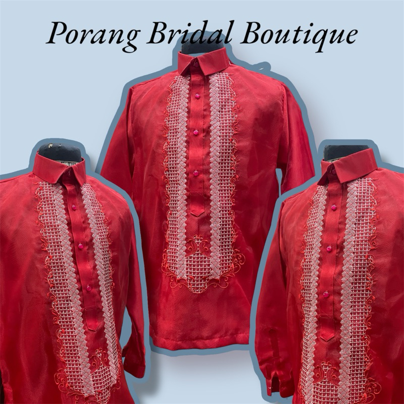 Sports Collar Barong Only Red, Plain Sports Collar Barong | Shopee ...