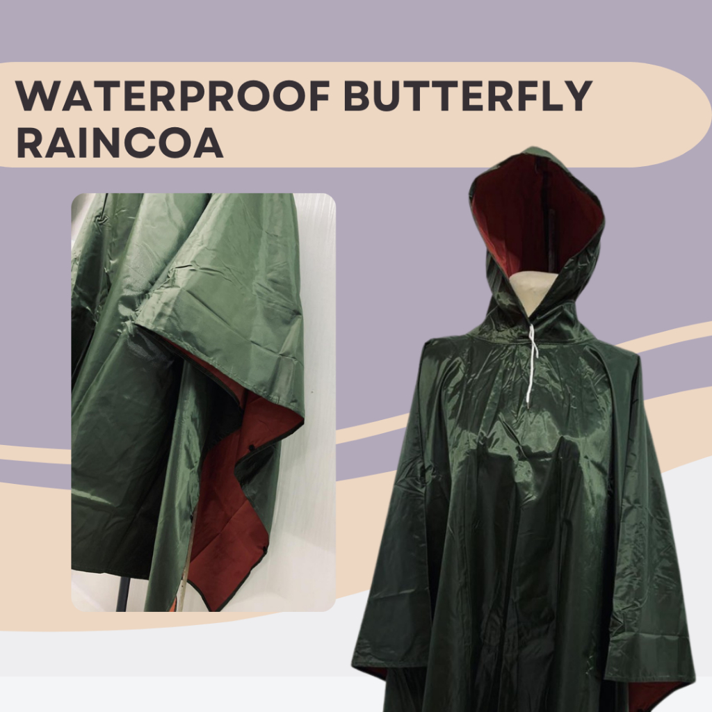Waterproof Raincoat Butterfly Raincoat for Complete protection from rain  w/pouch one size
