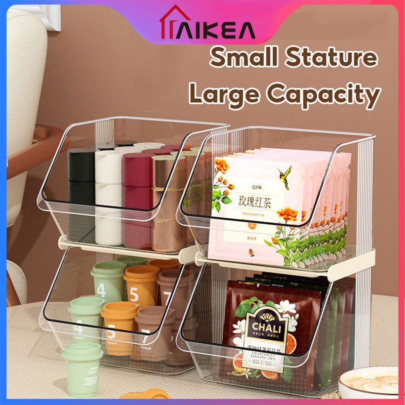2PCS Clear Tea Bag Organizer Storage Stackable Coffee Container Acrylic ...