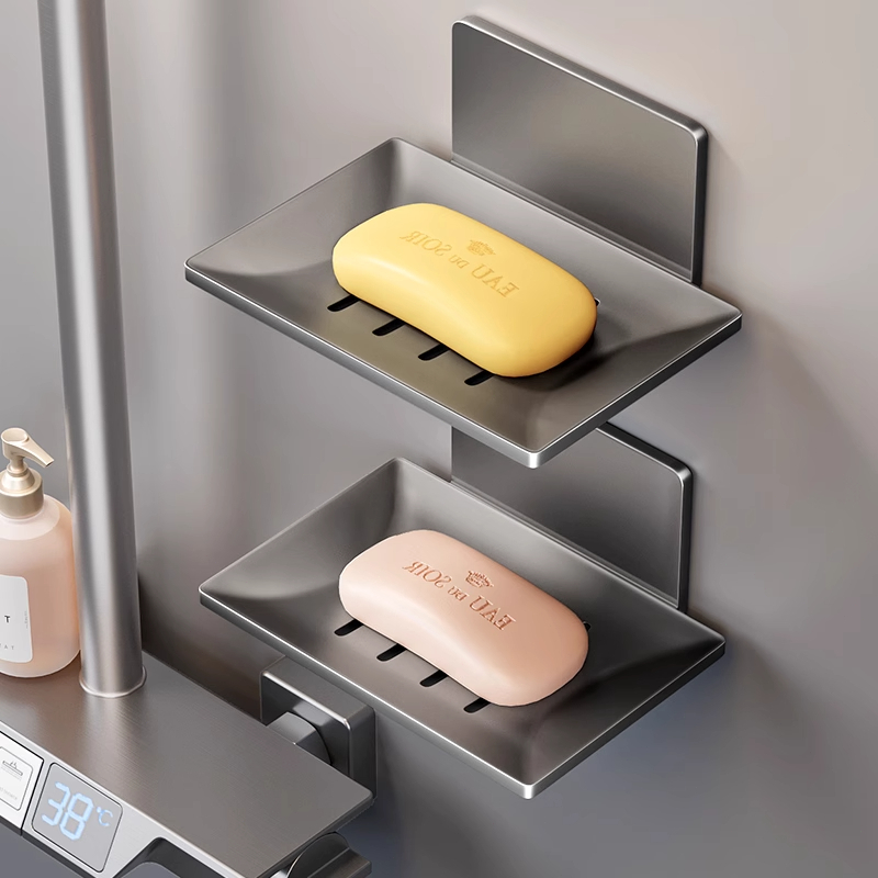 Gun Gray Bathroom Soap Rack Stainless Steel No Drill Bathroom Storage ...