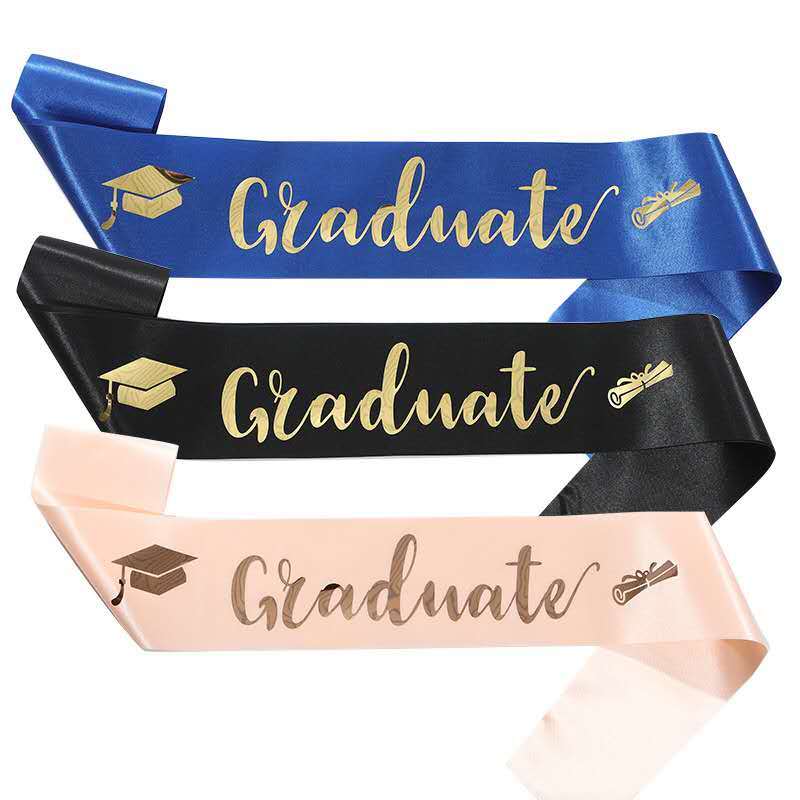 INS Graduation strap Gold stamping GRADUATED silk ceremonial Sashes ...