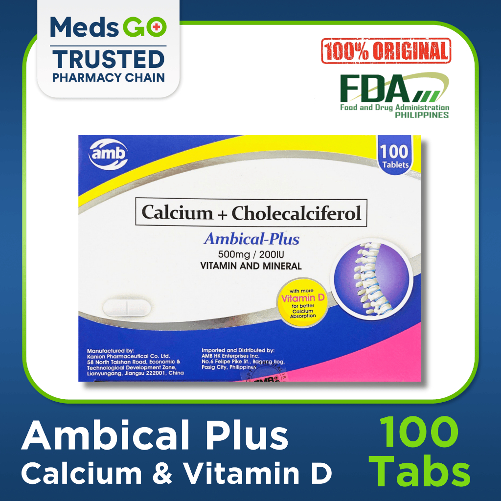 AMBICAL PLUS Calcium + Vitamin D3 - 1 box x 100 Tablets | Shopee ...