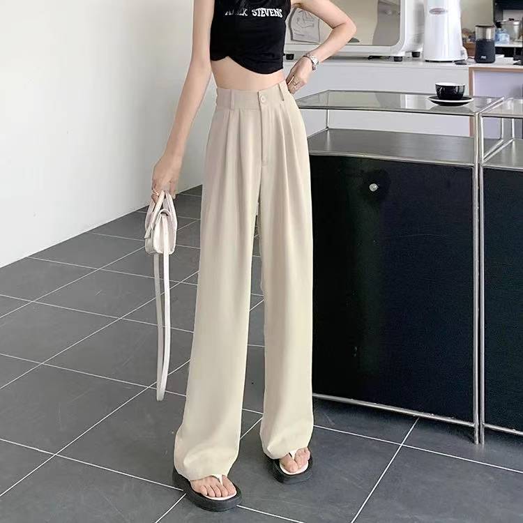 Women's Coffee Brown Wide Leg Korean Trousers with Belt