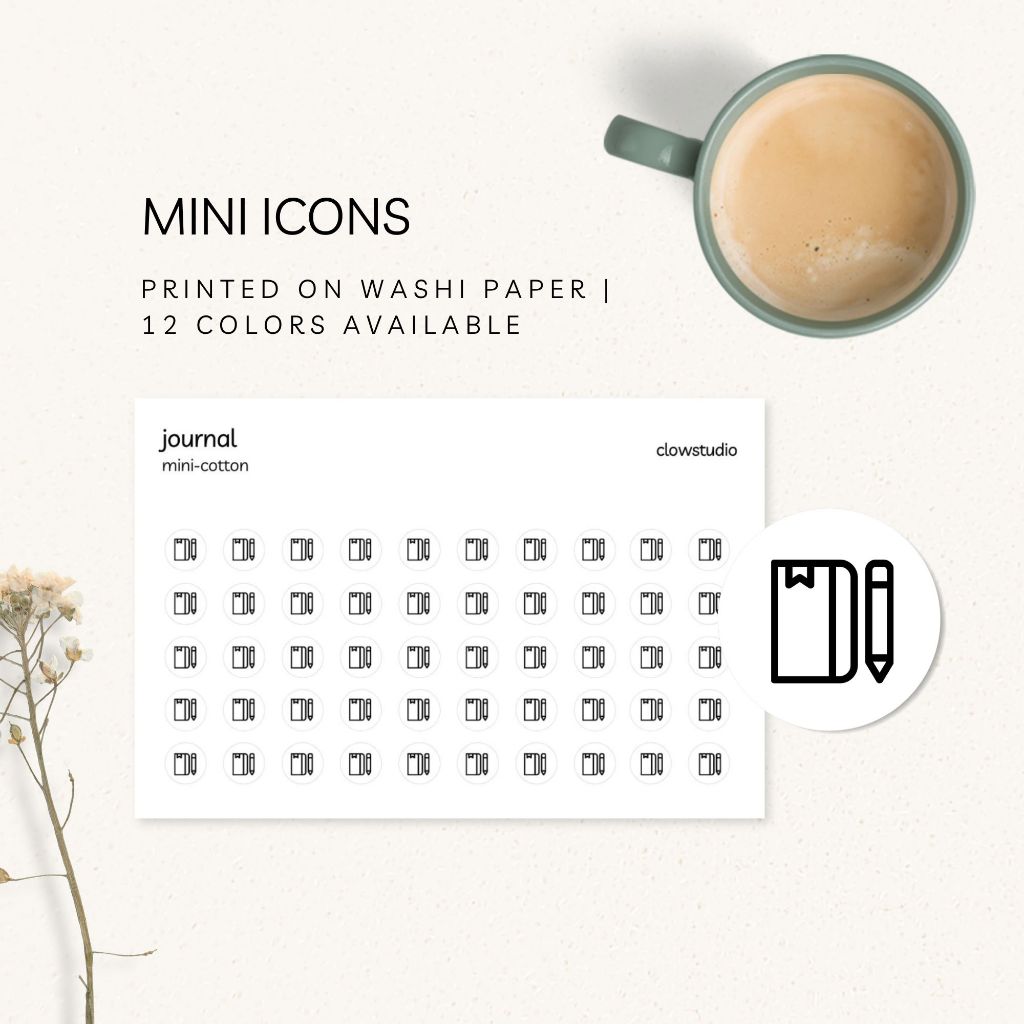 JOURNAL - Mini Icon Stickers, Micro Planner Stickers, Minimal Journal ...