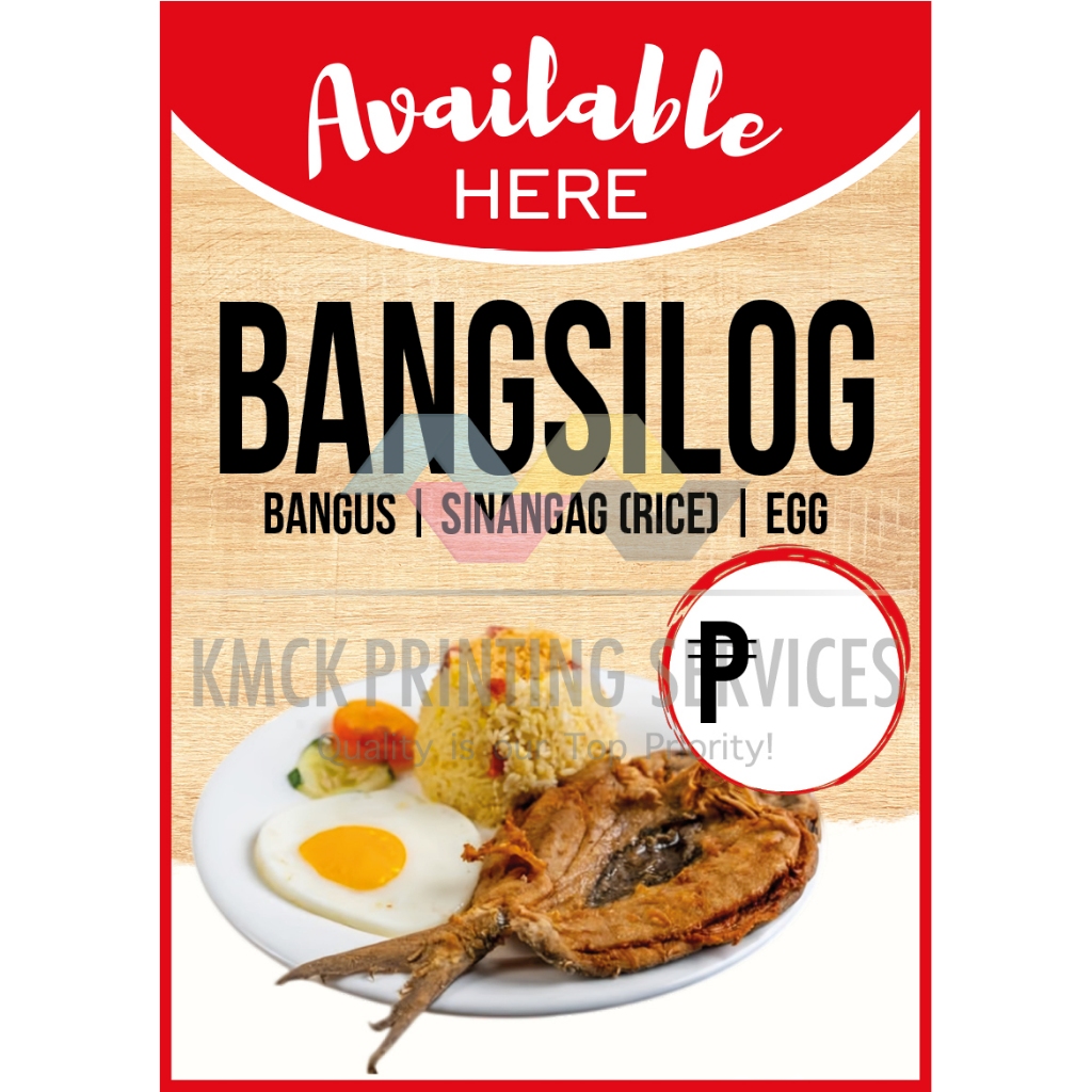 Food Signages Bangsilog, Tosilog, Longsilog, Hotsilog, Chicken Silog ...