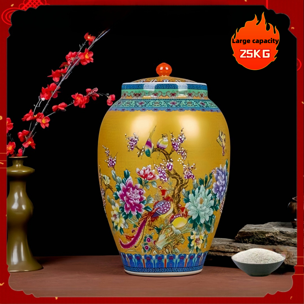 rice storage container 25kg Ceramic airtight food container porcelain ...