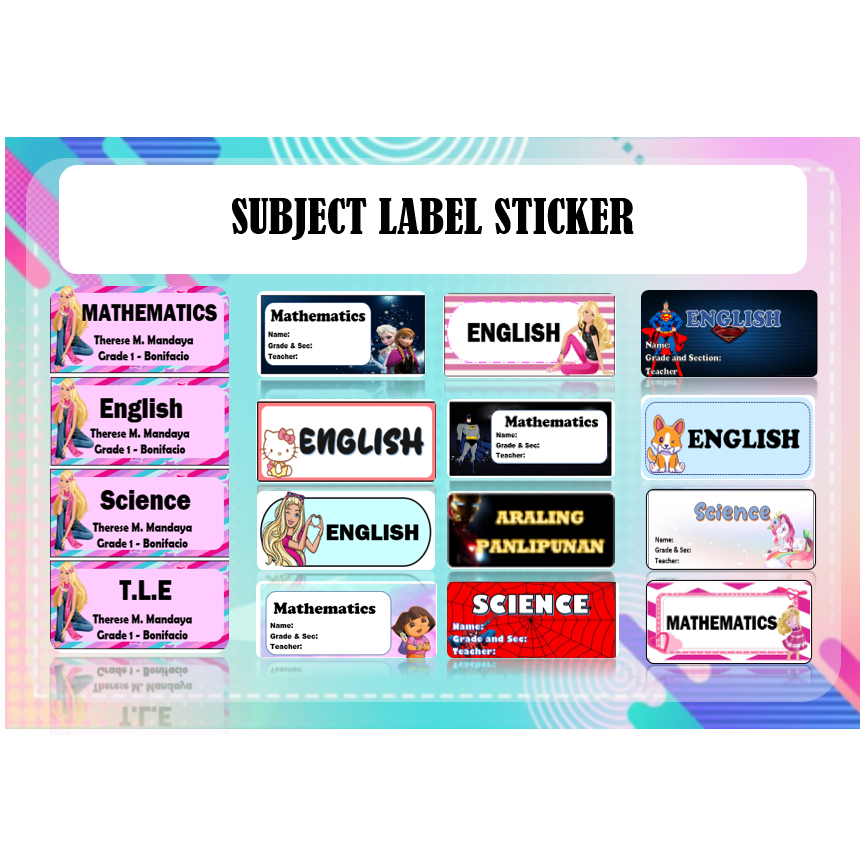 SUBJECT STICKER LABEL - FOR NOTEBOOKS | Shopee Philippines