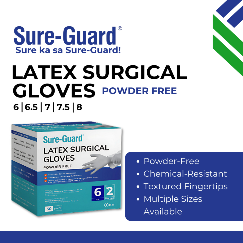 Sure-Guard Latex Surgical Gloves (Powder Free) 50 pairs/box | Shopee ...