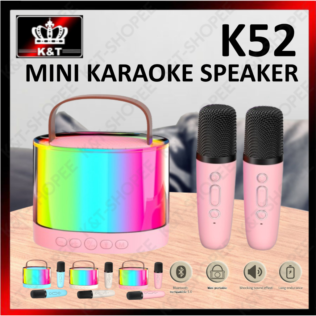 K52 Wireless Bluetooth Karaoke Speaker – Stereo Amplifier with Dual ...