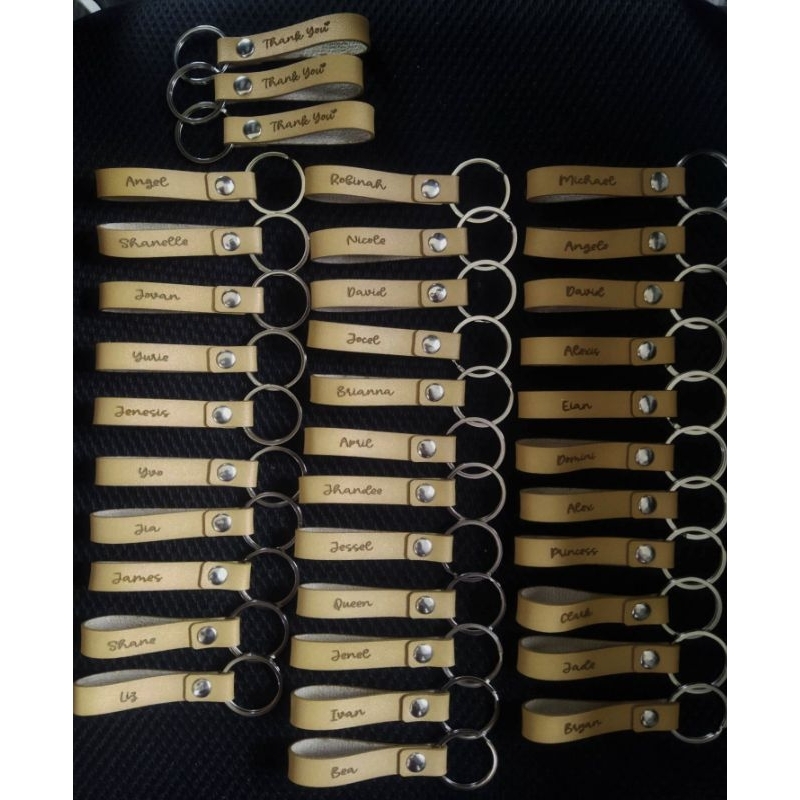 CUSTOMIZED ENGRAVED LEATHER KEYCHAIN STRAP with INDIVIDUAL PLASTIC ...