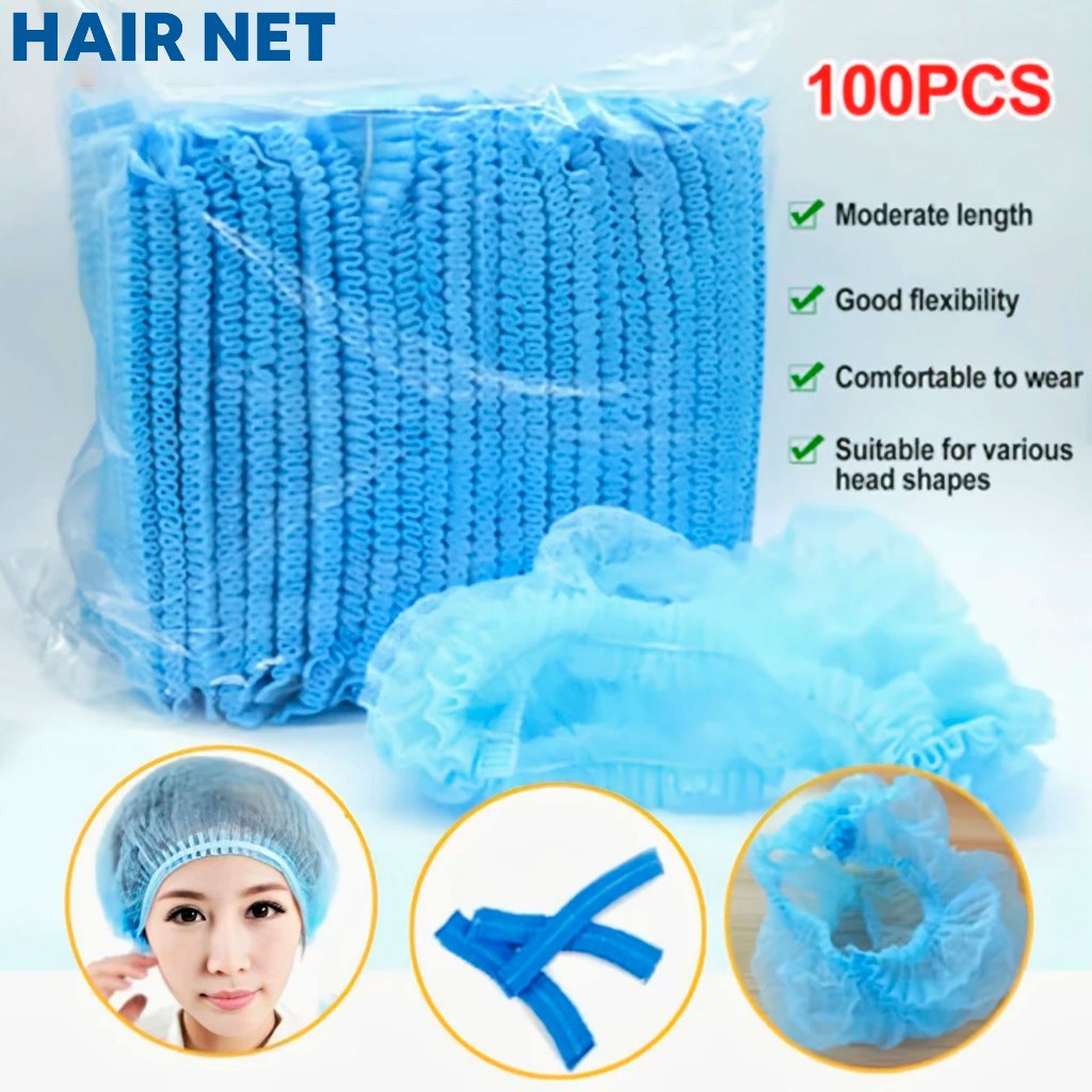 SULITFINDS_Hair Net shower cap 100pcs Disposable Bouffant Cap Head Cap ...