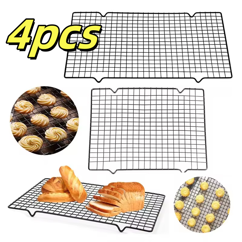 4Pcs Large size Cooling Rack Stainless Steel Non-Stick Baking Tray Rack ...