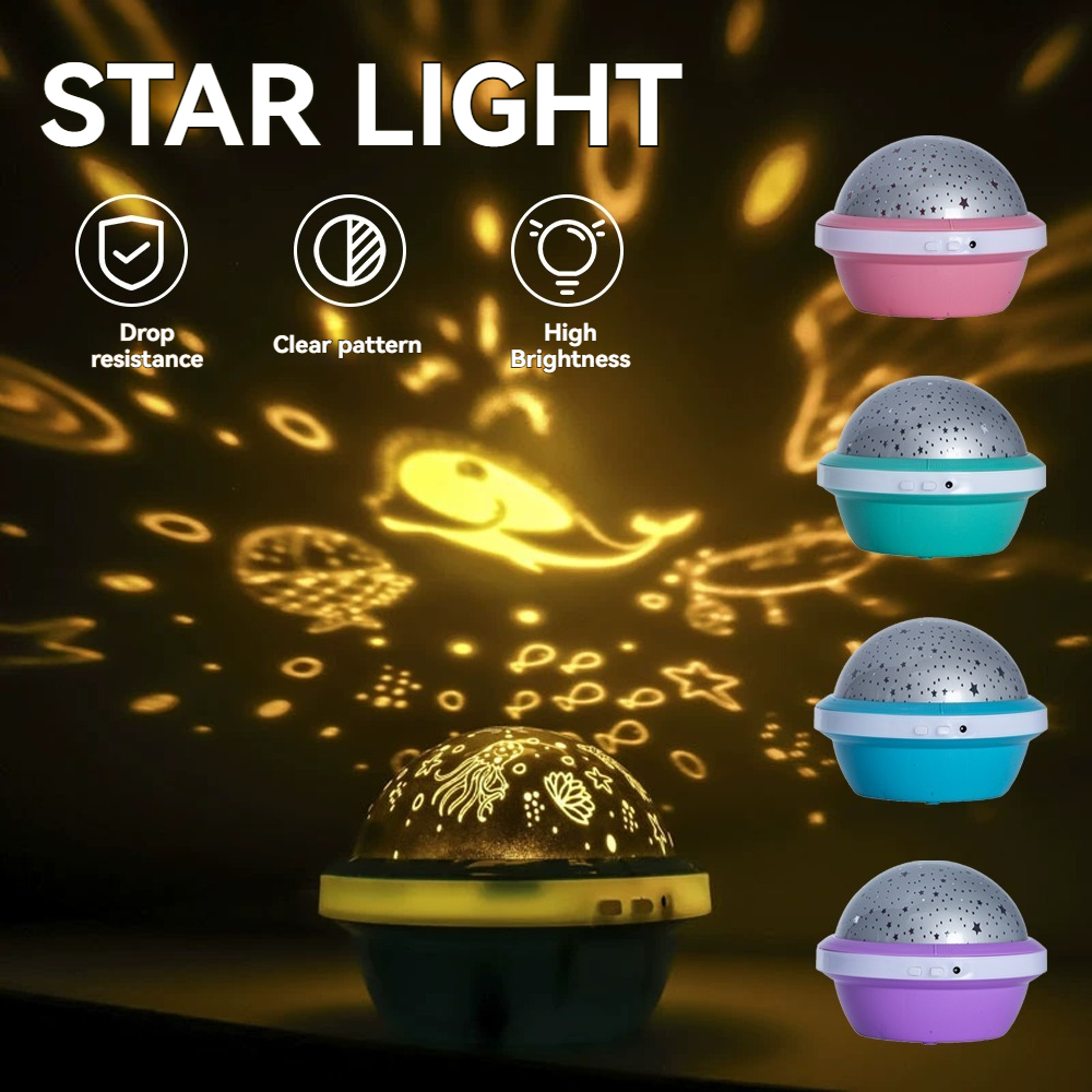LED Star Projector Night Light, Rotating Moon Sky Lamp for Bedroom ...
