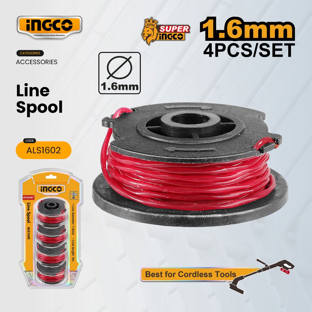 Ingco 4pcs 1.6mm Grass Trimmer Line Spool Replacement Twist String Line ...