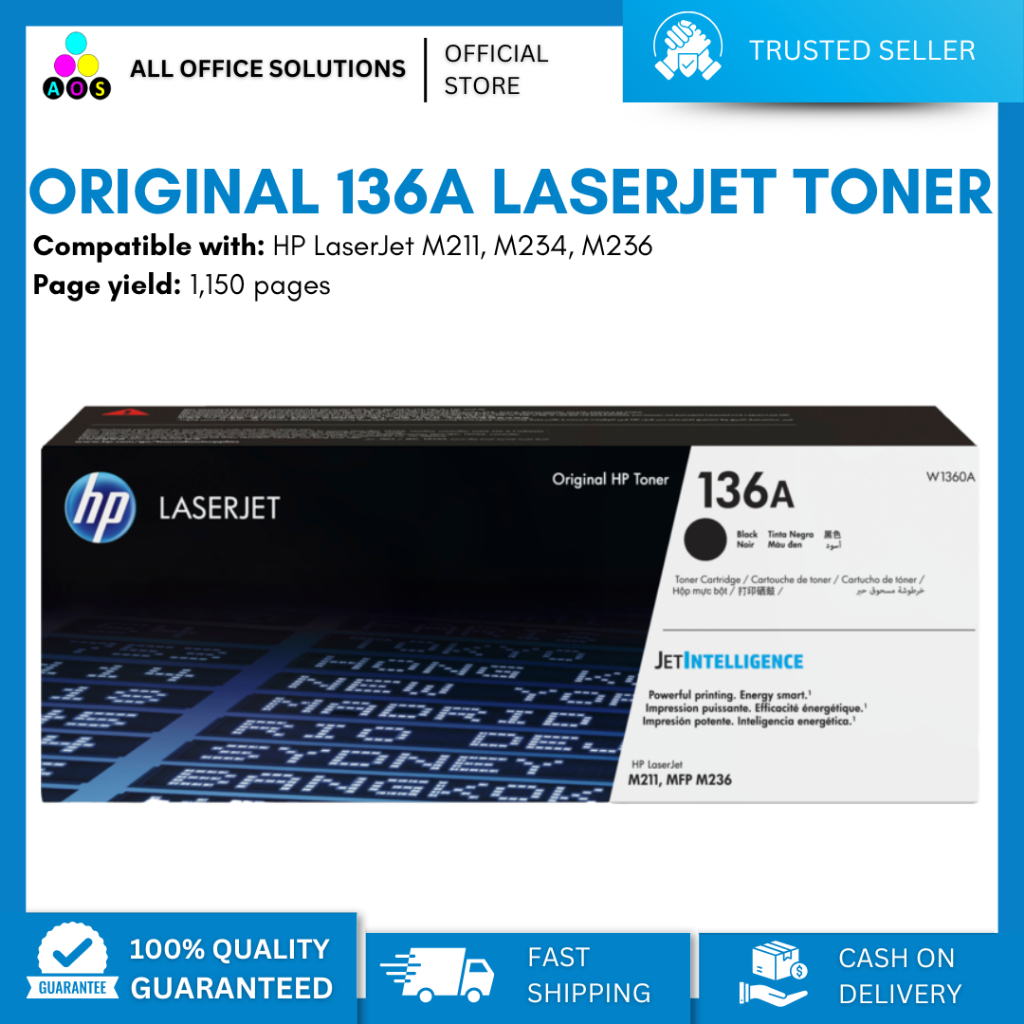 HP 136A Black Original LaserJet Toner Cartridge (W1360A) | Shopee ...