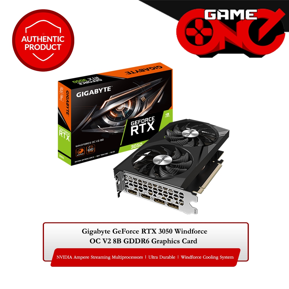 Gigabyte GeForce RTX 3050 Windforce OC V2 8B GDDR6 Graphics Card ...