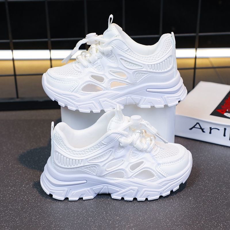 Fashion Girls Shoes Comfortable Breathable School White Sneakers for 3-10  Years Baby(Size 26-37)