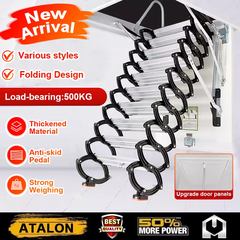 3.5M Attic Telescopic Ladder Lifting Wall Mounted Retractable Staircase ...