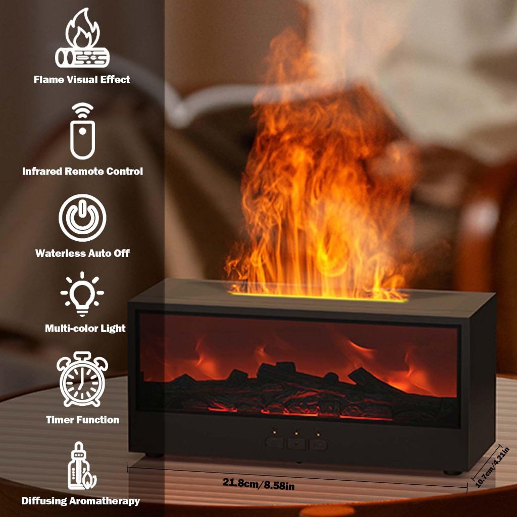 New Fireplace Flame Humidifier with Essential Oil Aroma Diffuser Home ...