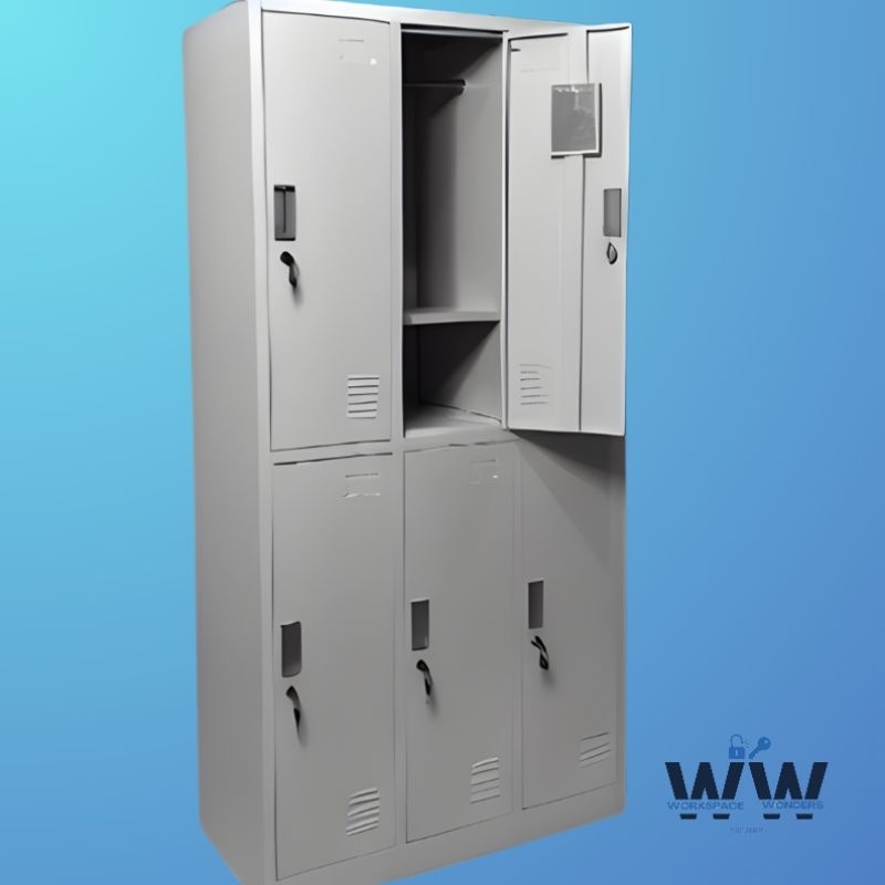 6-Doors Steel Locker - Elegant Design (Light Gray) | Shopee Philippines