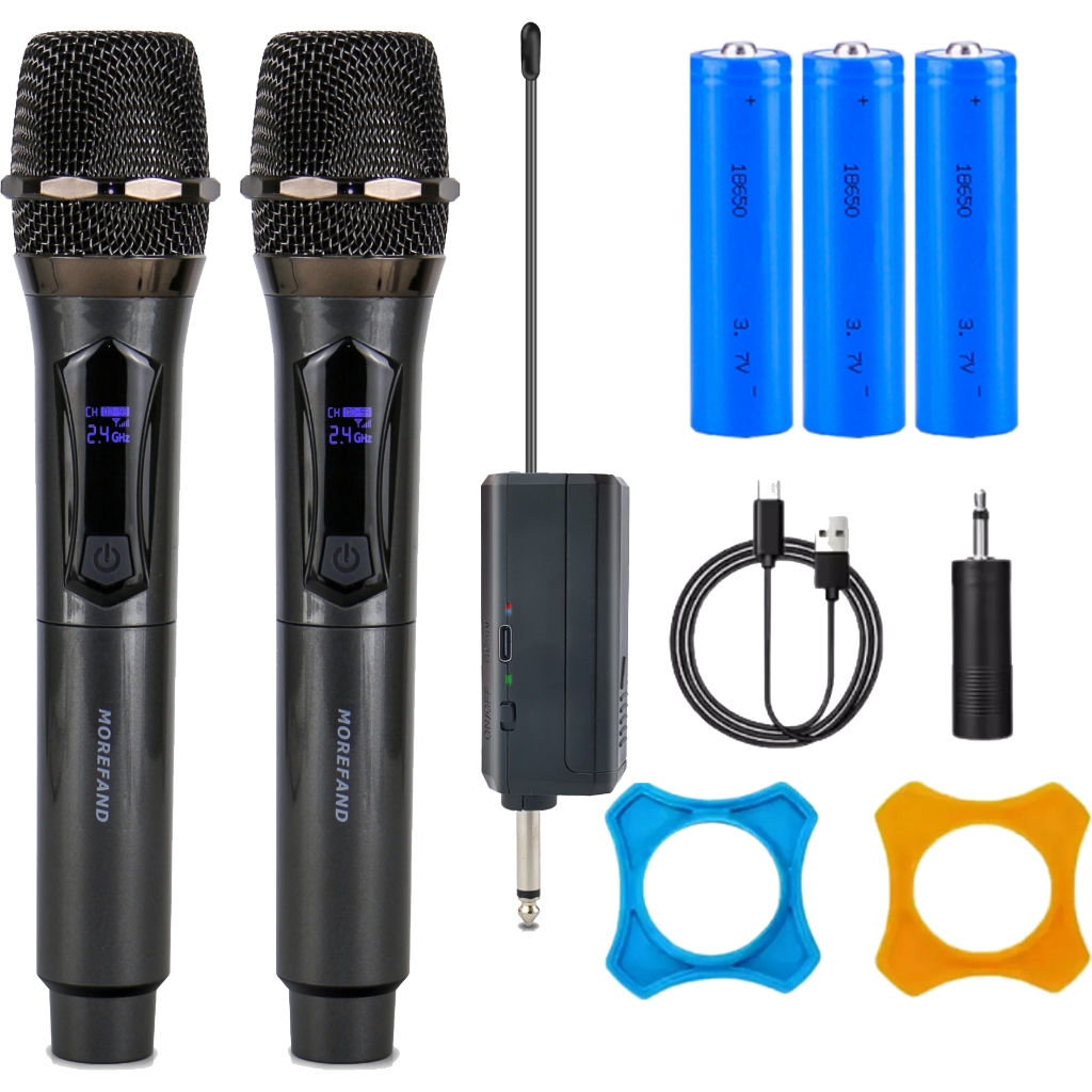 Rechargeable Wireless Karaoke Microphone Handheld Mic Dual UHF Portable ...