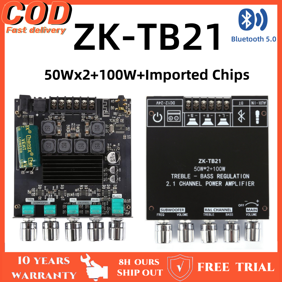 ZK-TB21 Amplifier Channel Board Bass Bluetooth 5.0 Subwoofer Amplifier ...