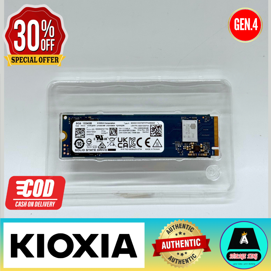 KIOXIA BG6 1TB GEN4 x4 NVMe PCIe M2 2280 SSD NVME FOR PC/LAPTOP