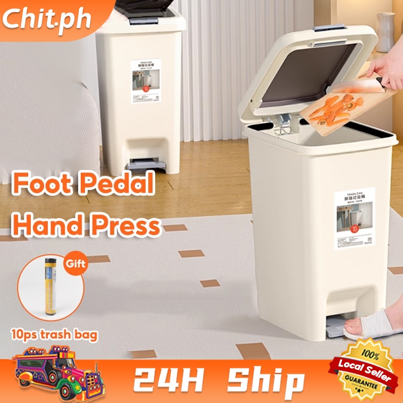 CHIT Trash Can with Pedal Waterproof Trash Bin with Cover for Home ...