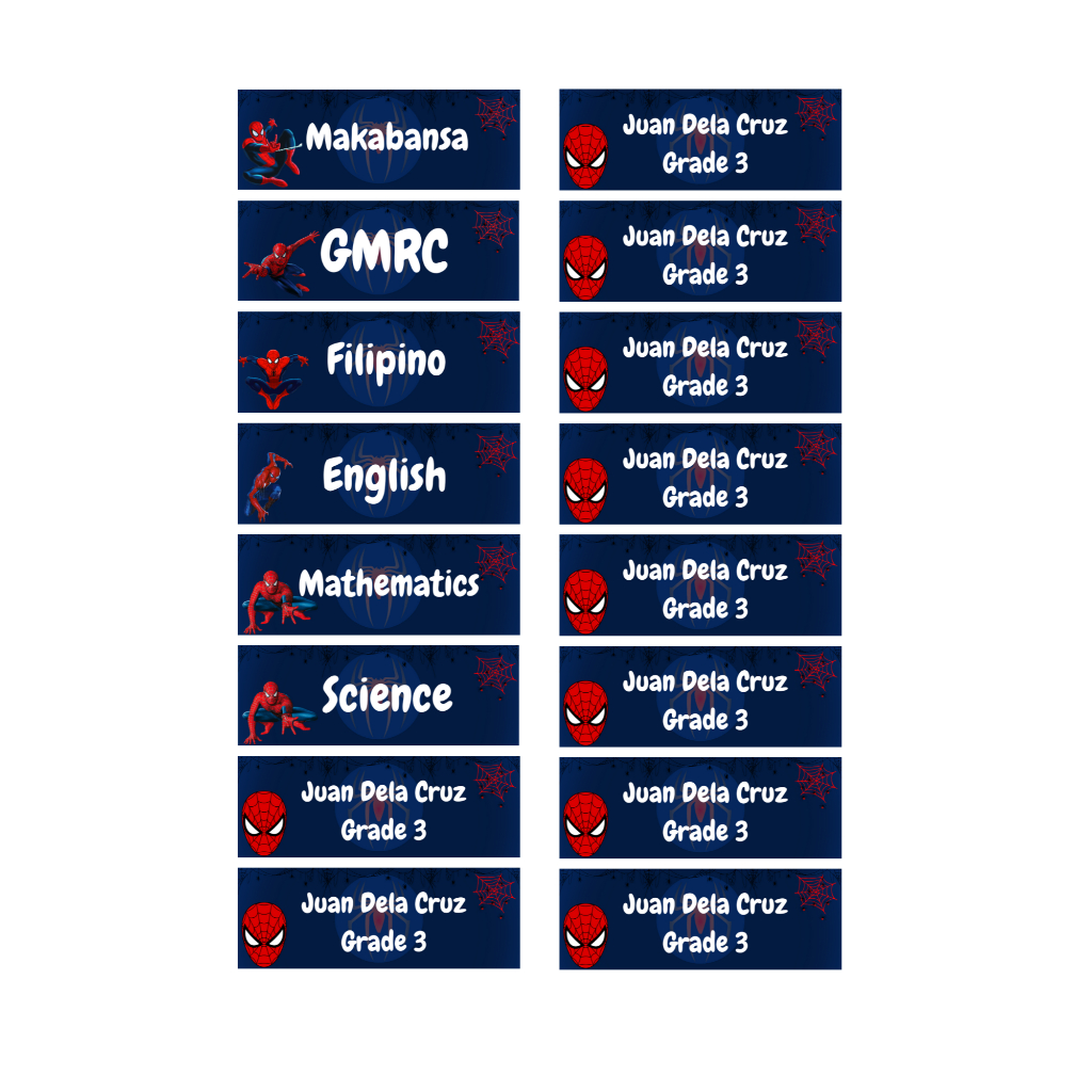 Spiderman Theme Notebook Label Sticker Matatag Curriculum For Grade 1 ...