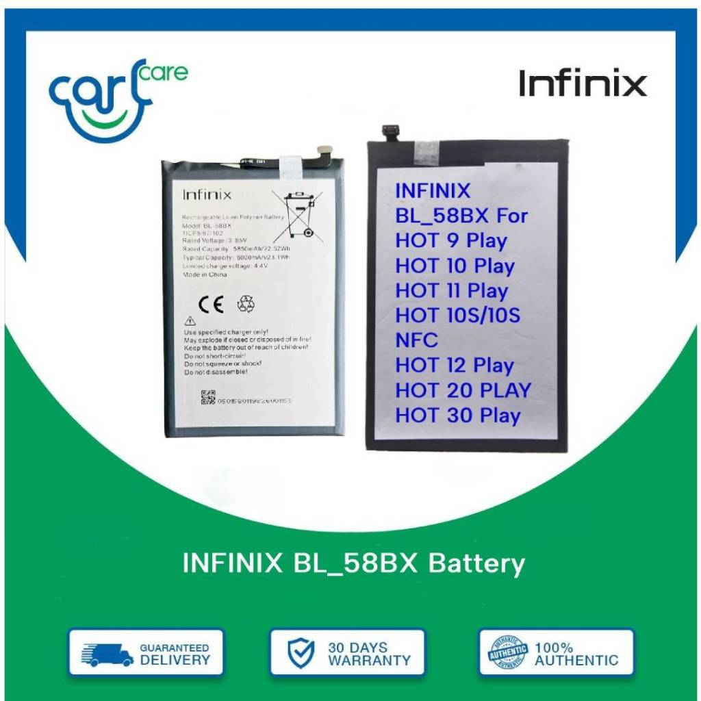BL_58BX Battery For Infinix HOT Play /HOT 10 Play/HOT 10S/HOT 10S  NFC/HOT11Play/HOT 12 Play/HOT