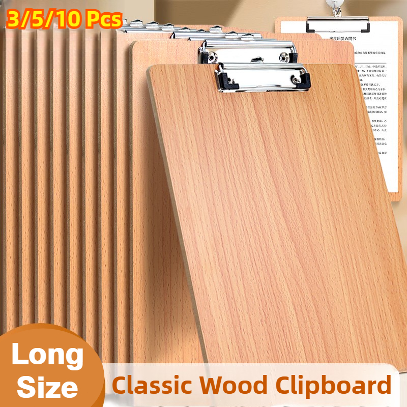 3/5/10PCS Clipboard Long Size Wood Clip Board Hard File Folder Writing ...