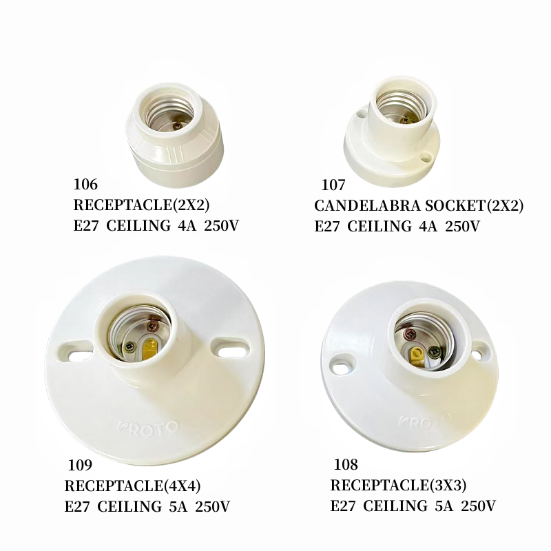 RECEPTACLE 2x2/3x3/4x4(106/107/108/109)E27 CANDELABRA SOCKET | Shopee ...
