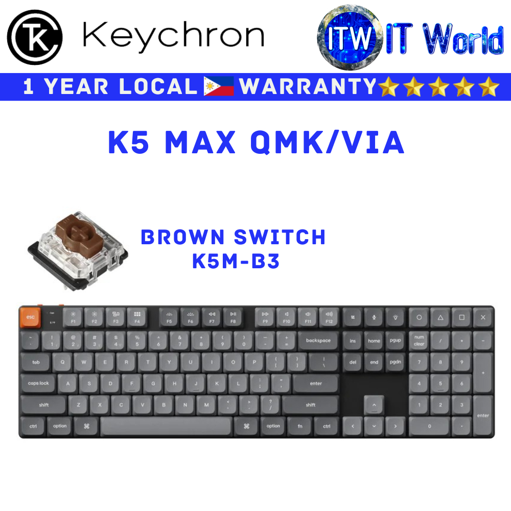 Keychron Wireless Mechanical Keyboard K5 Max QMK/VIA Ultra-Slim Brown ...