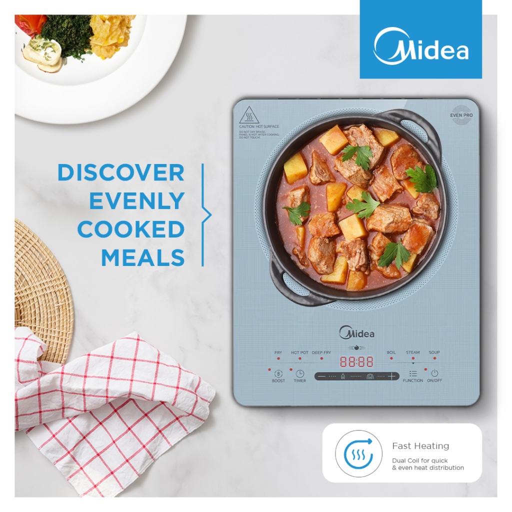 Midea 2200W Blue/Silver Digital Induction Cooker Fast Heating with Free ...
