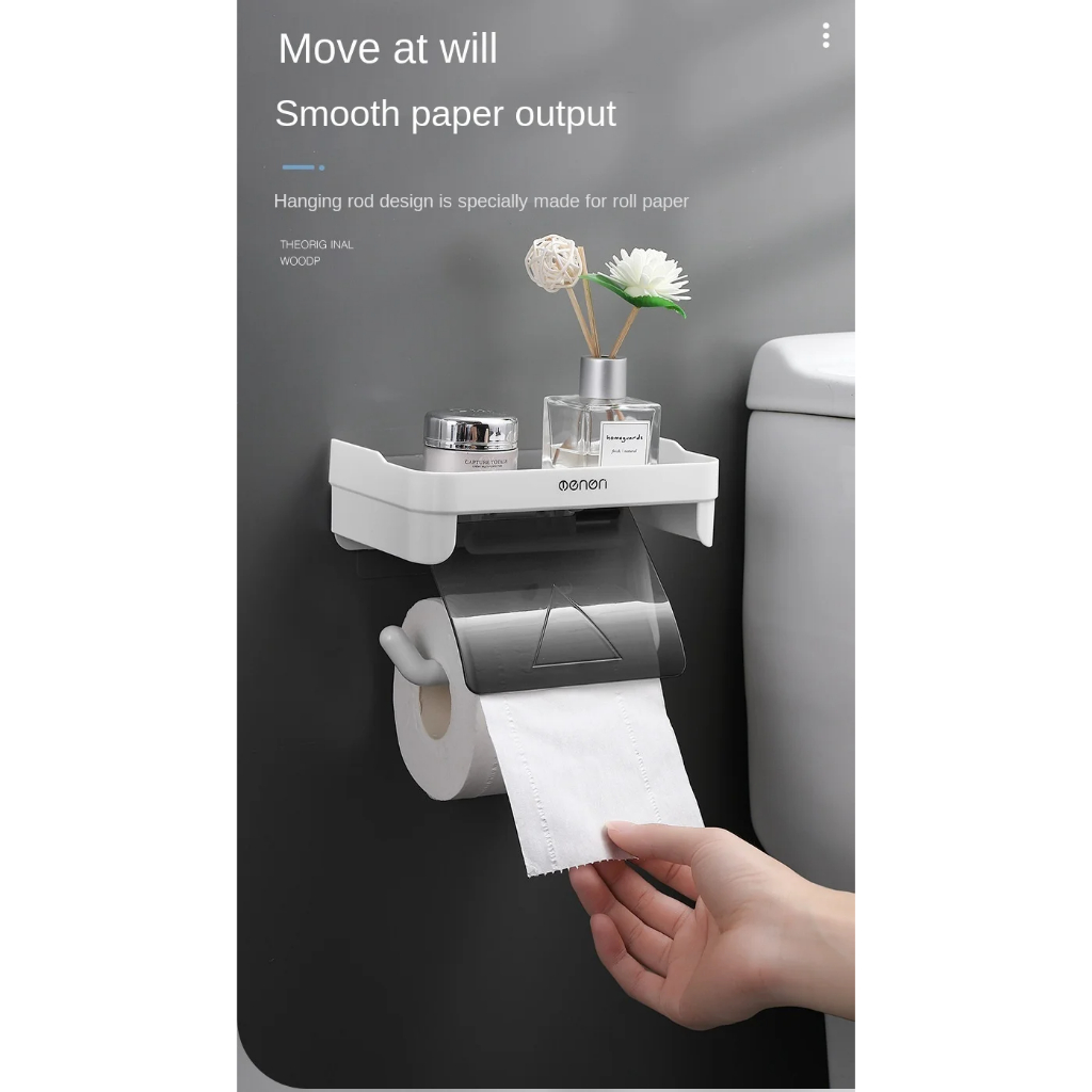 Sleek No-Drill Tissue Dispenser & Organizer with Splash-Shield and Top ...