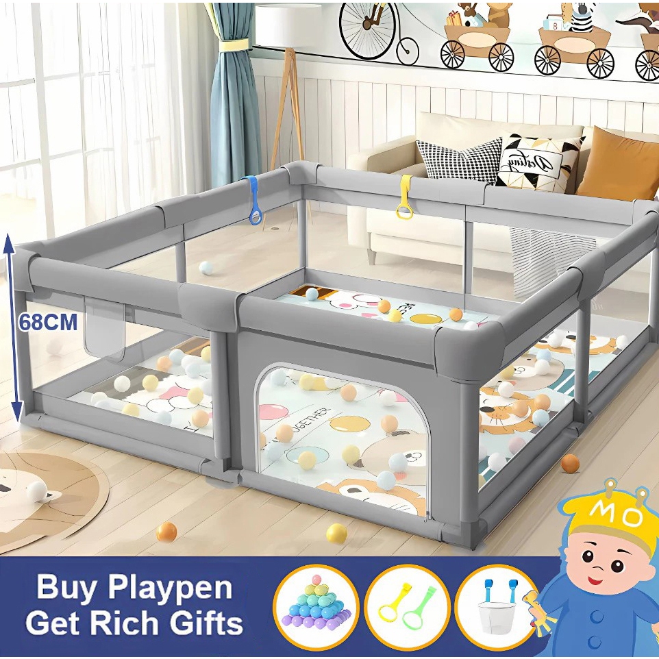 Playpen For Baby Indoor Breathable Mesh Foldable Playground Kids ...