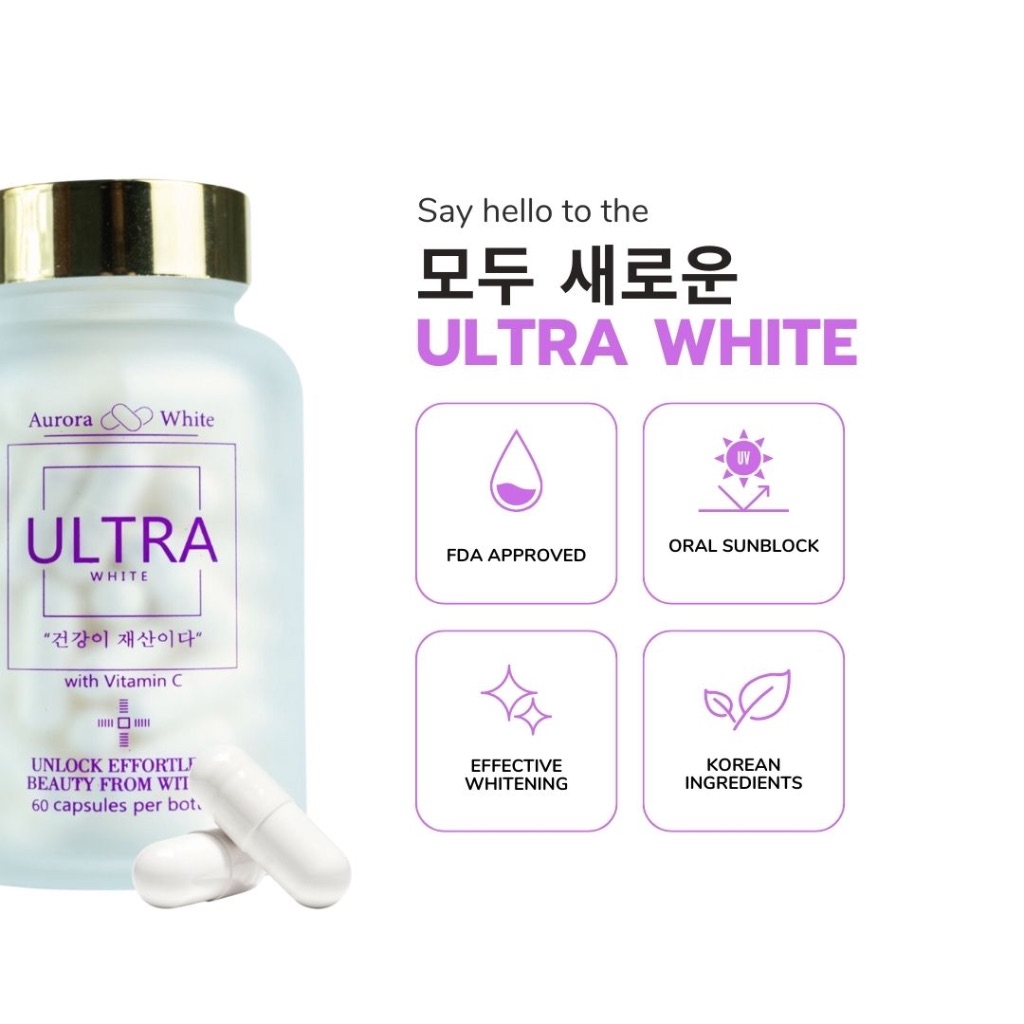 ULTRA White 650mg L- Glutathione, Collagen, Vitamin C Glowing Beauty  Supplement Capsules for Adult