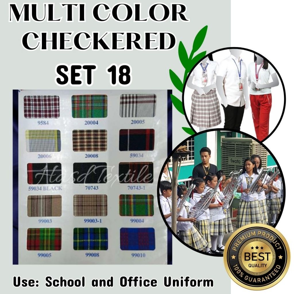 Checkered Multi-Color SET 18 Woven Textile Fabric (60'' Width) for ...