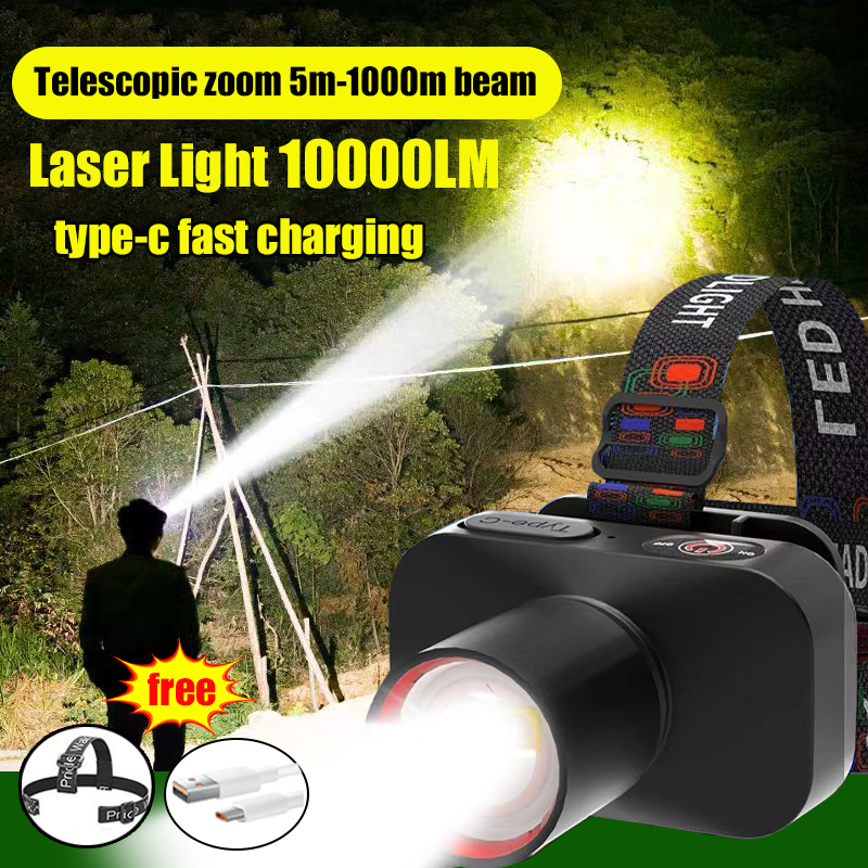 Rotate the zoom LED rechargeable headlight flashlight headlamp ...
