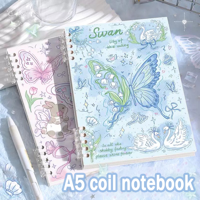 4Pcs A5 Spiral Notebook 60 Sheets Coil Notebook Thickened Rollover ...