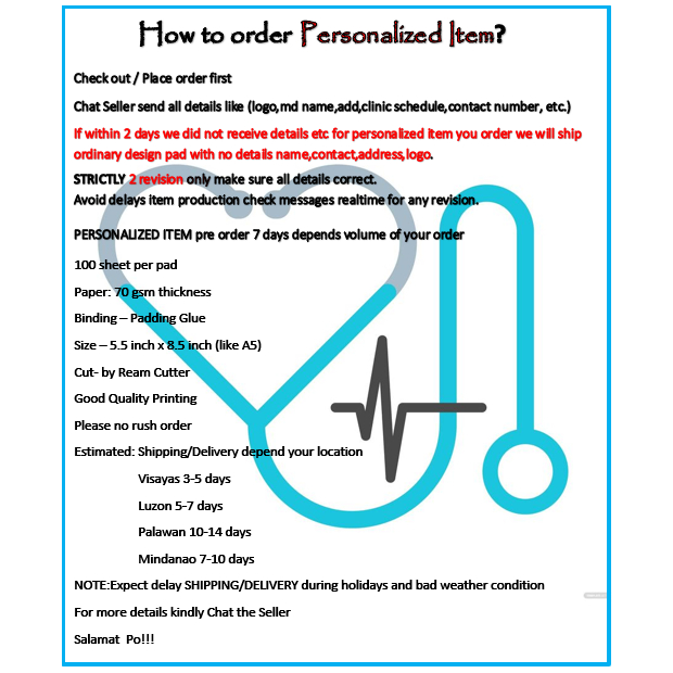 Laboratory Request Form Pad (Generic / Personalized 100sheet PER PAD ...