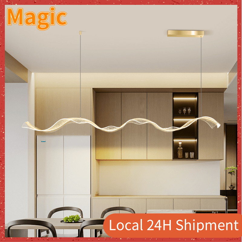 Led Acrylic Pendant Lights Modern Ribbon Ceiling Lamp Long Chandelier ...