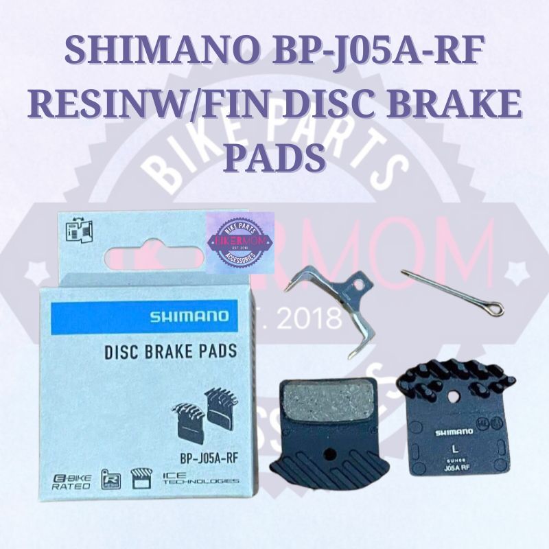 Shimano J05A-RF Disc Brake Pads - Resin With Cooling Fins (1 Pair) For Mountain, Downhill, E-Bikes