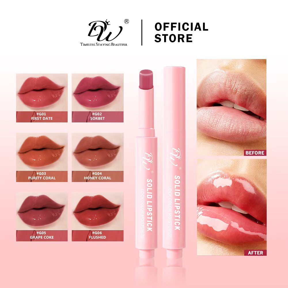 DW Lock Color Moisturize Solid Gloss Lipstick W/ Lip Essence | Shopee ...