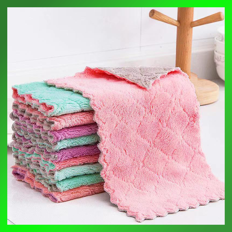 Coral velvet dishcloth absorbent lazy rag household table wiping dish ...