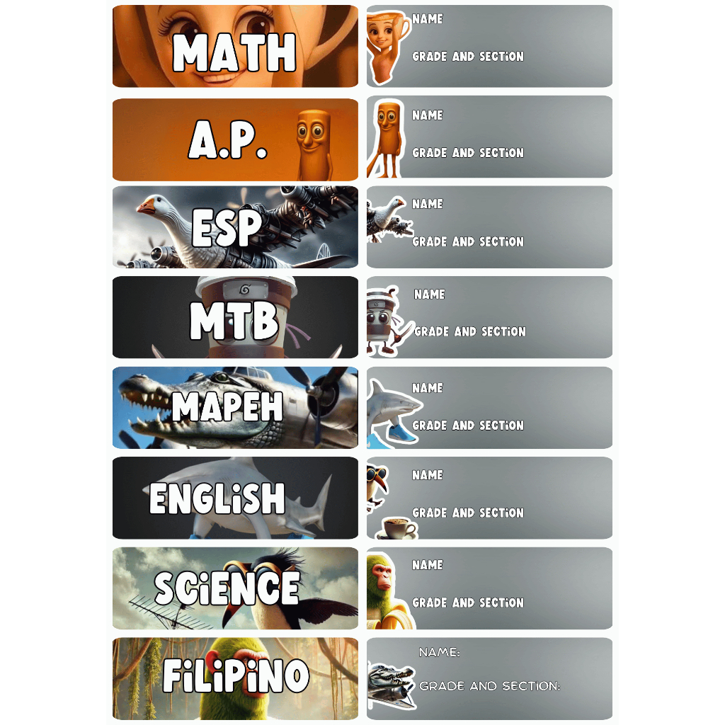 SUBJECT LABEL NOTEBOOK STICKERS - CAN PERSONALIZE | Shopee Philippines