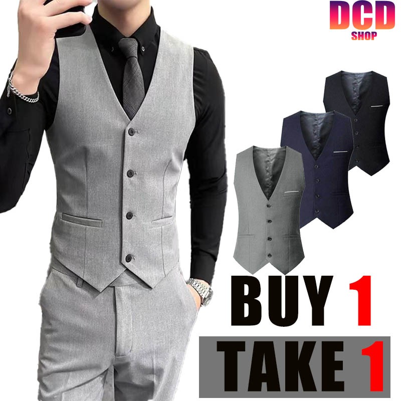 【BUY 1 TAKE 1】Formal Men Waistcoat Suit Vest for Men Single Breasted ...